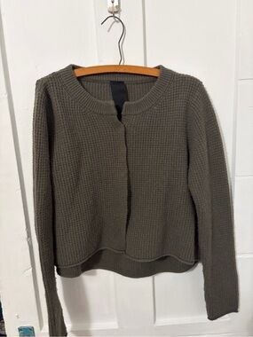 Rundholz Black Label Olive Green Waffle-Knit Women’s Sweater Cardigan